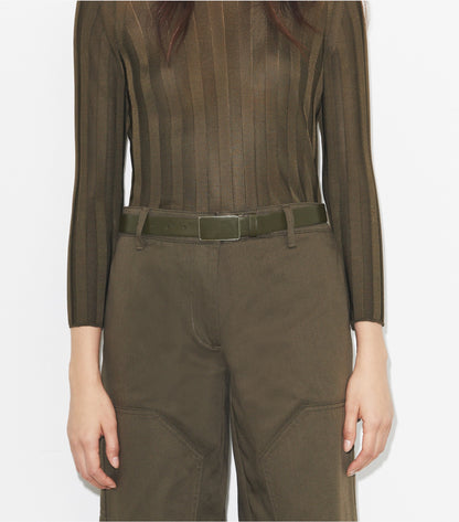 Tory Burch Plate Belt - Dark Olive/Silver