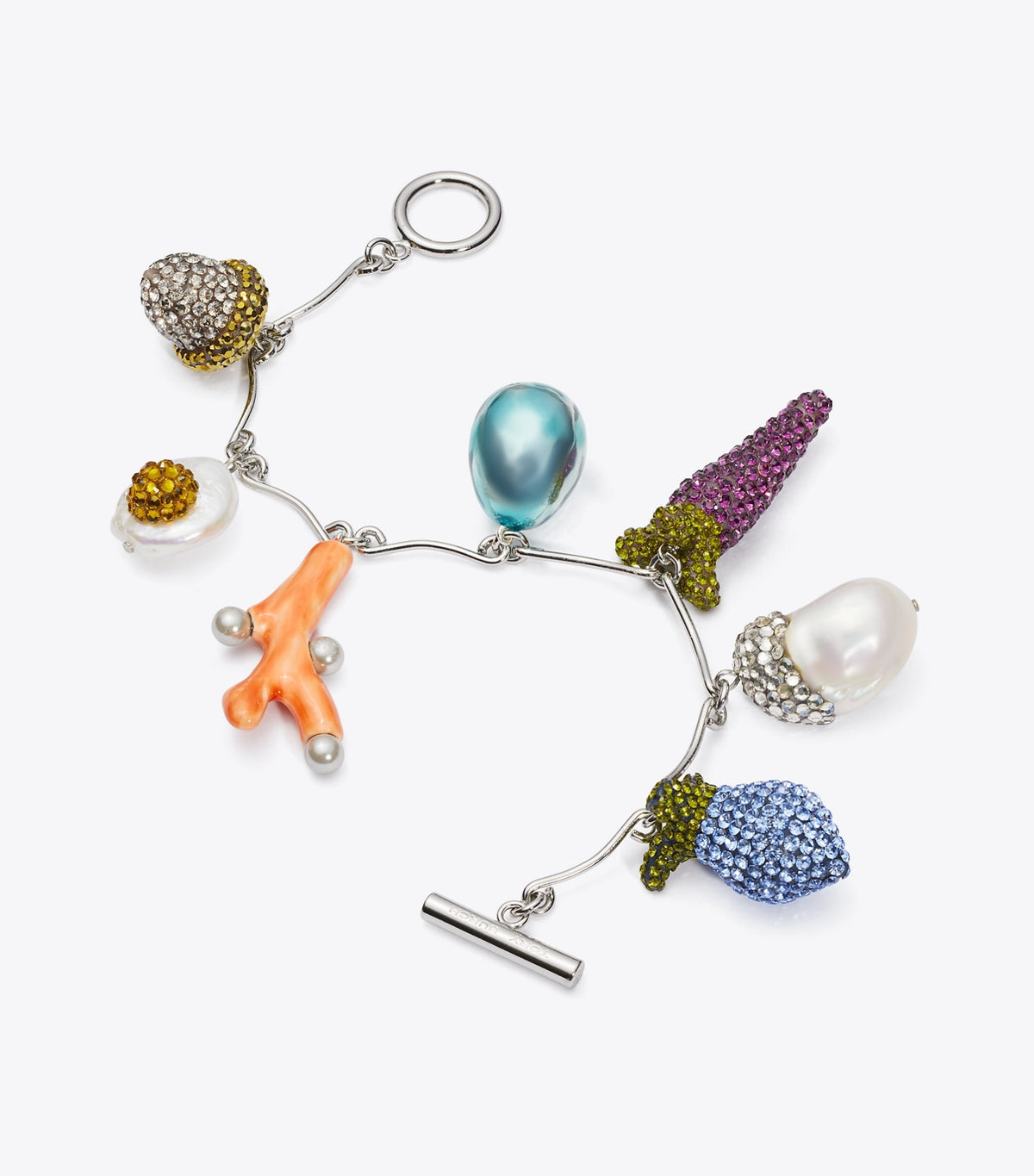 Tory Burch Curiosity Vegetable Charm Bracelet - Tory Silver / Multi
