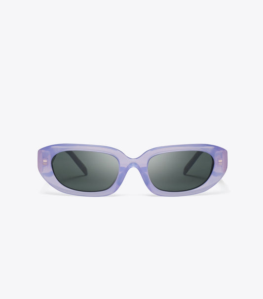 Tory Burch T Monogram Rectangle Sunglasses - Milky Purple/Grey