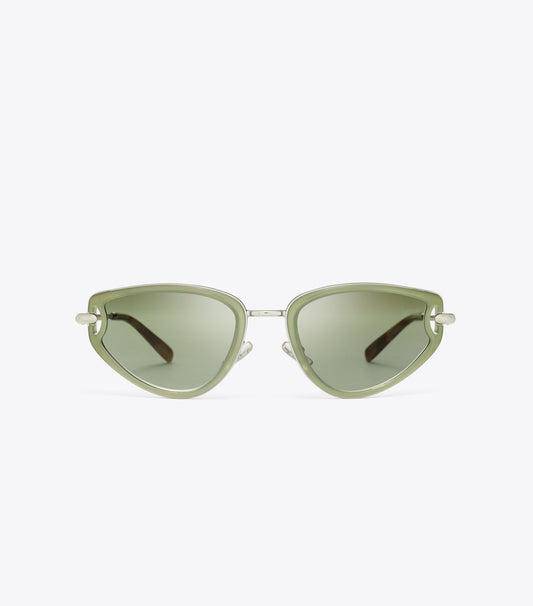 Tory Burch Pierced Cat-Eye Sunglasses - Milky Green/Green Gradient