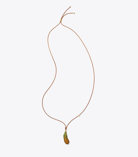 Tory Burch Curiosity Eggplant Pendant - Vachetta / Orange