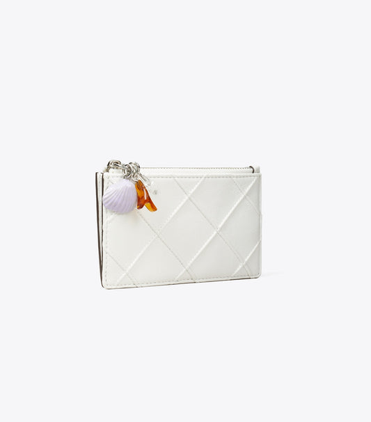 Tory Burch Fleming Distressed Charm Zip Card Case - Cirrus Cloud