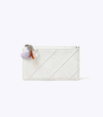 Tory Burch Fleming Distressed Charm Zip Card Case - Cirrus Cloud