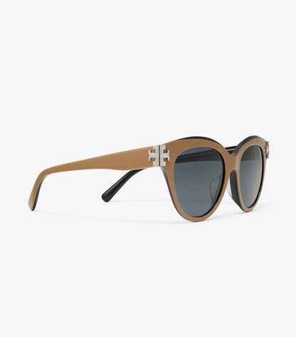 Tory Burch Eleanor Round Sunglasses - Navy/Brown/Dark Grey