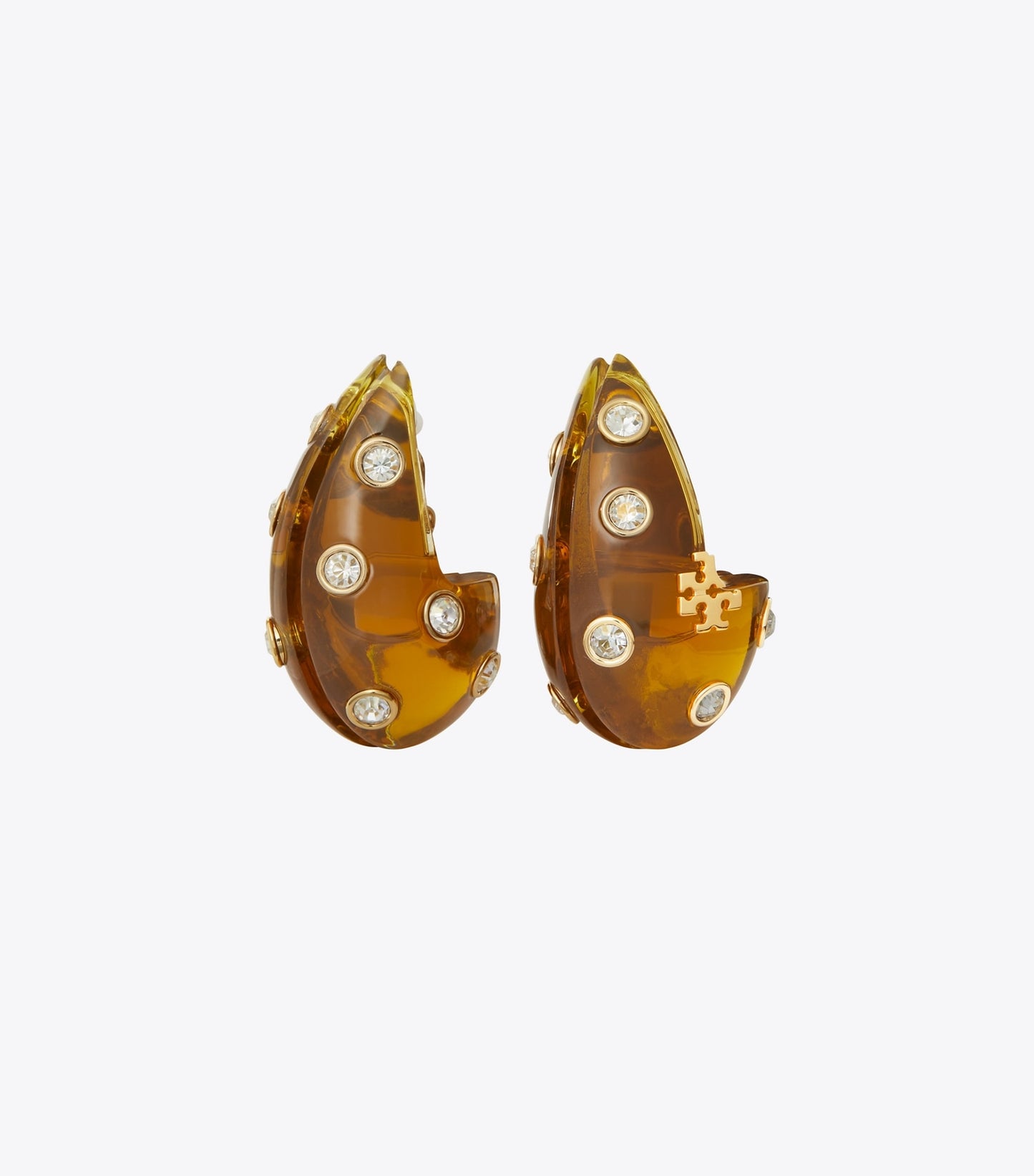 Tory Burch Pierced Earrings - Brown / Crystal