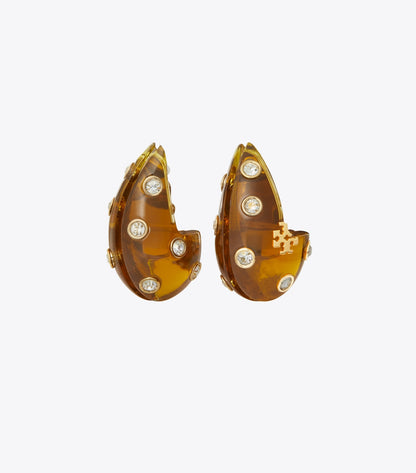 Tory Burch Pierced Earrings - Brown / Crystal