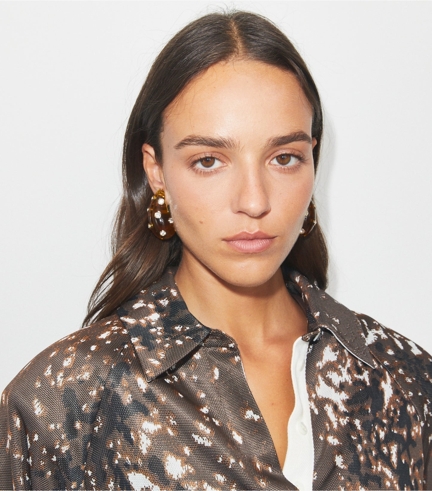 Tory Burch Pierced Earrings - Brown / Crystal