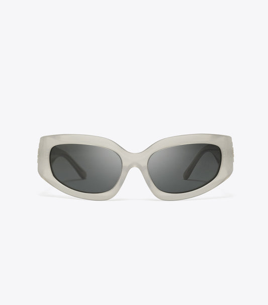 Tory Burch Eleanor Broken Logo Sunglasses - Pearlized Grey/Dark Grey
