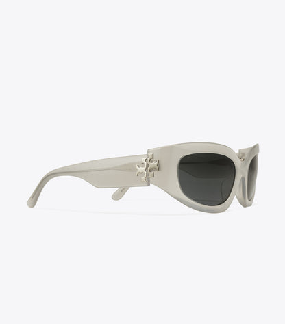 Tory Burch Eleanor Broken Logo Sunglasses - Pearlized Grey/Dark Grey