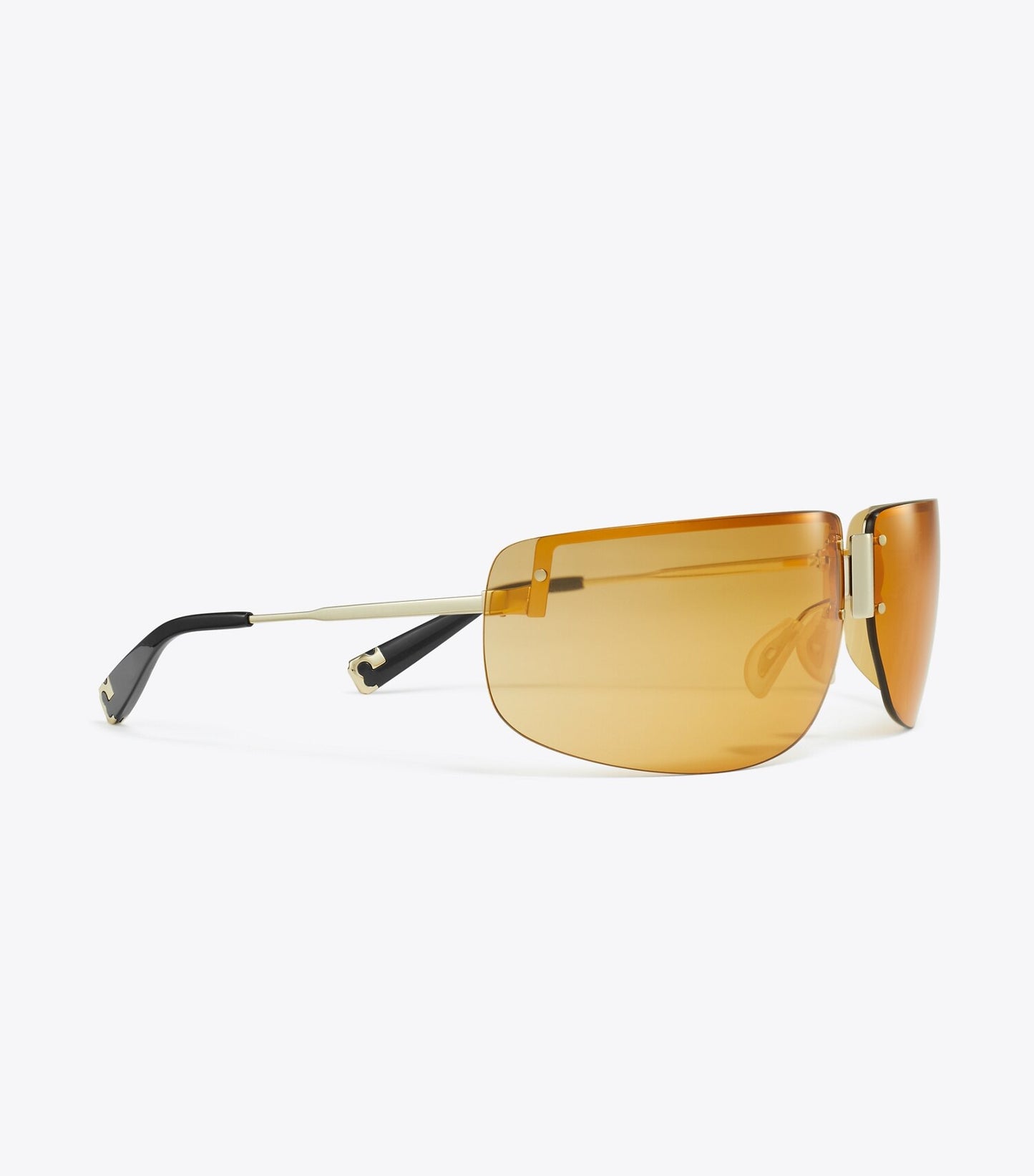 Tory Burch Shield Runway Sunglasses - Shiny Light Gold/Orange