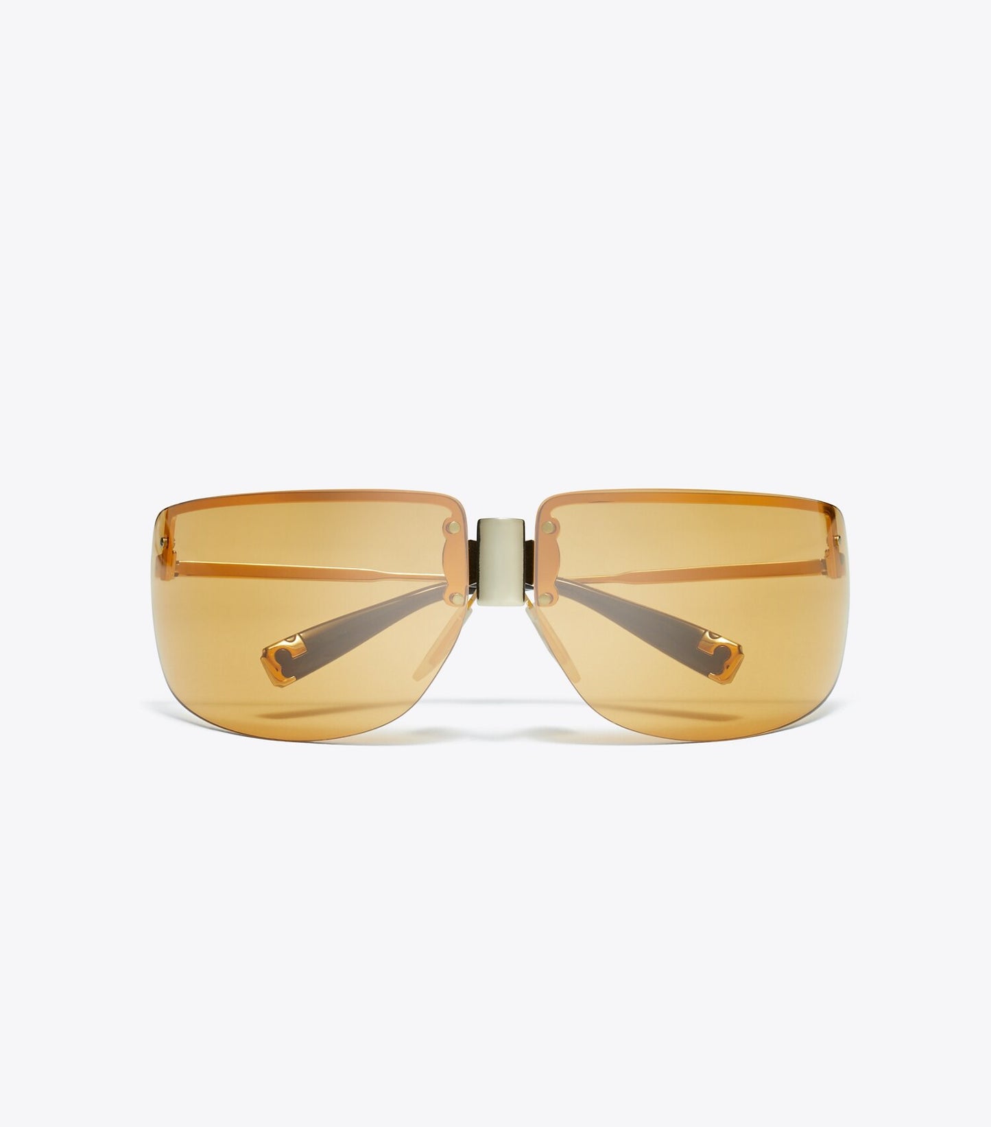 Tory Burch Shield Runway Sunglasses - Shiny Light Gold/Orange