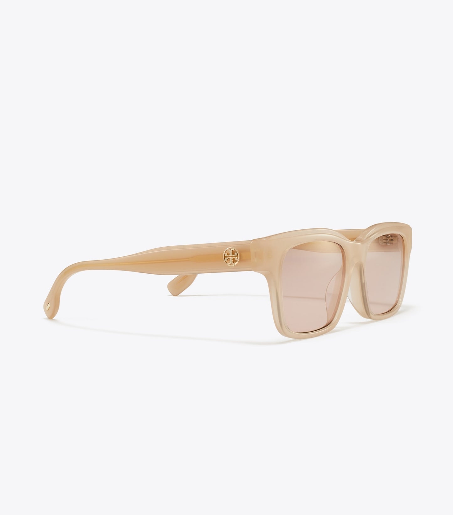 Tory Burch Miller Rectangle Sunglasses - Milky Nude/Pink Gold Mirror