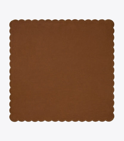 Tory Burch Scalloped Dinner Linen Napkin, Set of 6 - Brown