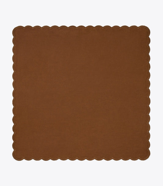 Tory Burch Scalloped Dinner Linen Napkin, Set of 6 - Brown