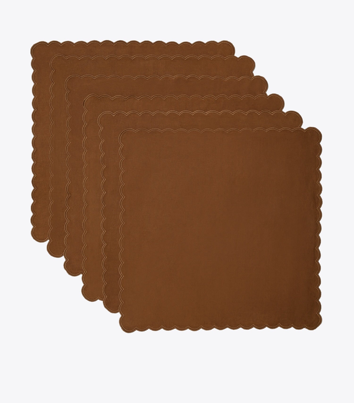 Tory Burch Scalloped Dinner Linen Napkin, Set of 6 - Brown
