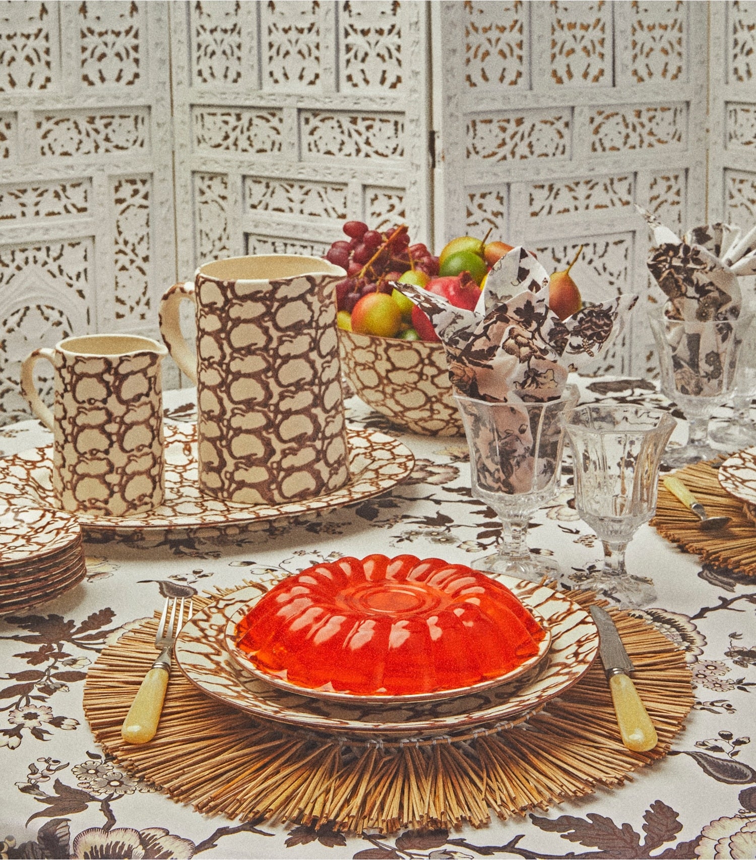 Tory Burch Happy Times Bouquet Square Tablecloth, 70" - Brown