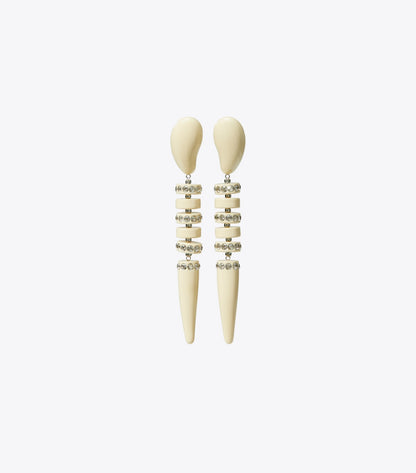 Tory Burch Curiosity Snake Earring - Ivory / Crystal