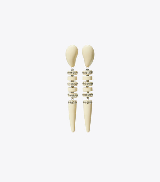 Tory Burch Curiosity Snake Earring - Ivory / Crystal