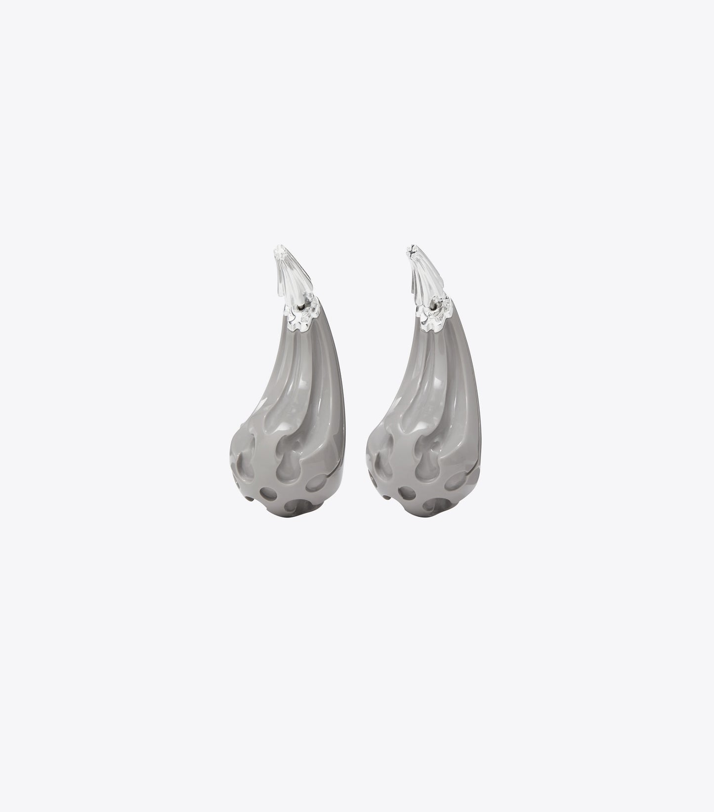 Tory Burch Pierced Front-Back Earrings - Light Silver / Gray