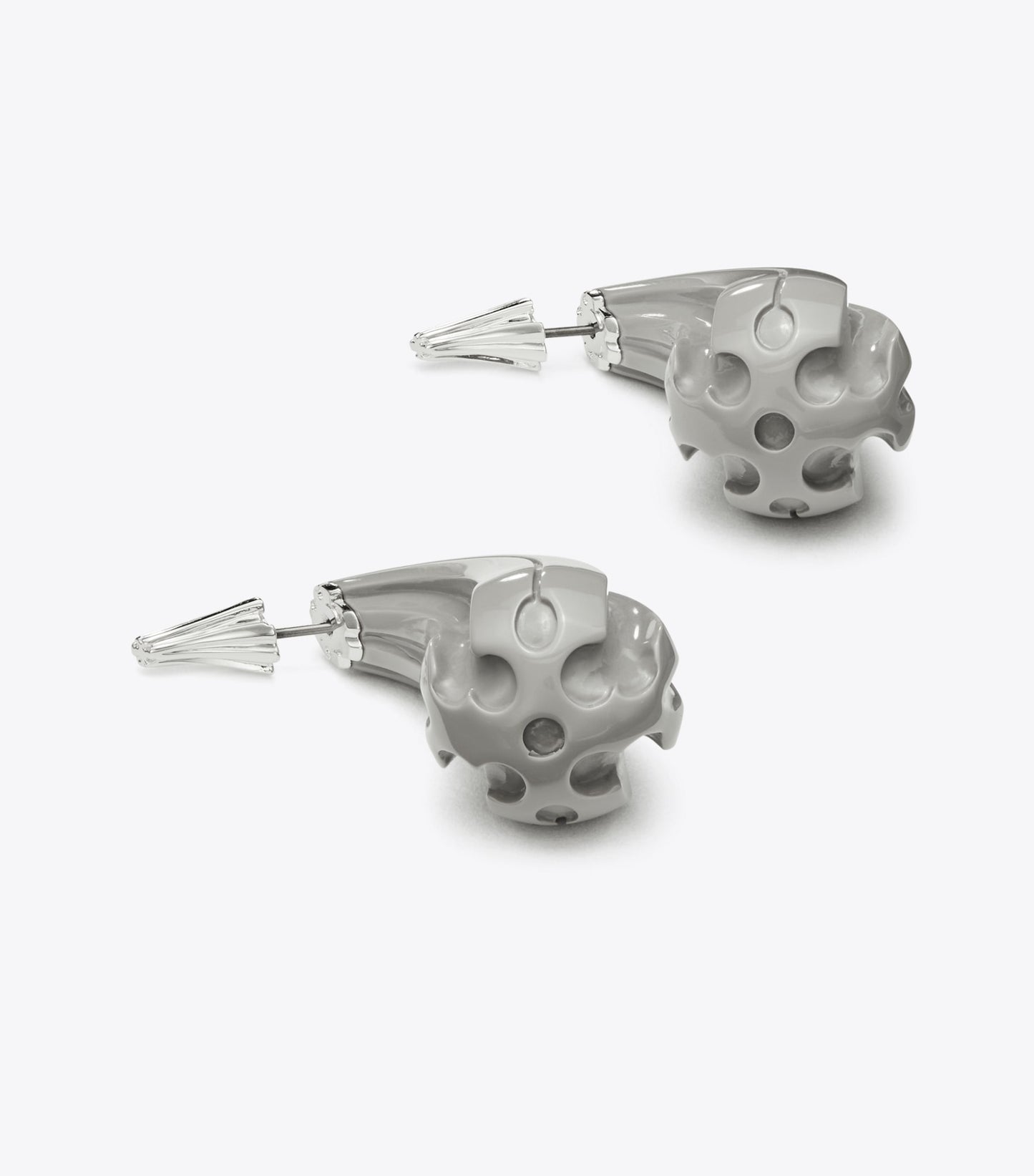 Tory Burch Pierced Front-Back Earrings - Light Silver / Gray