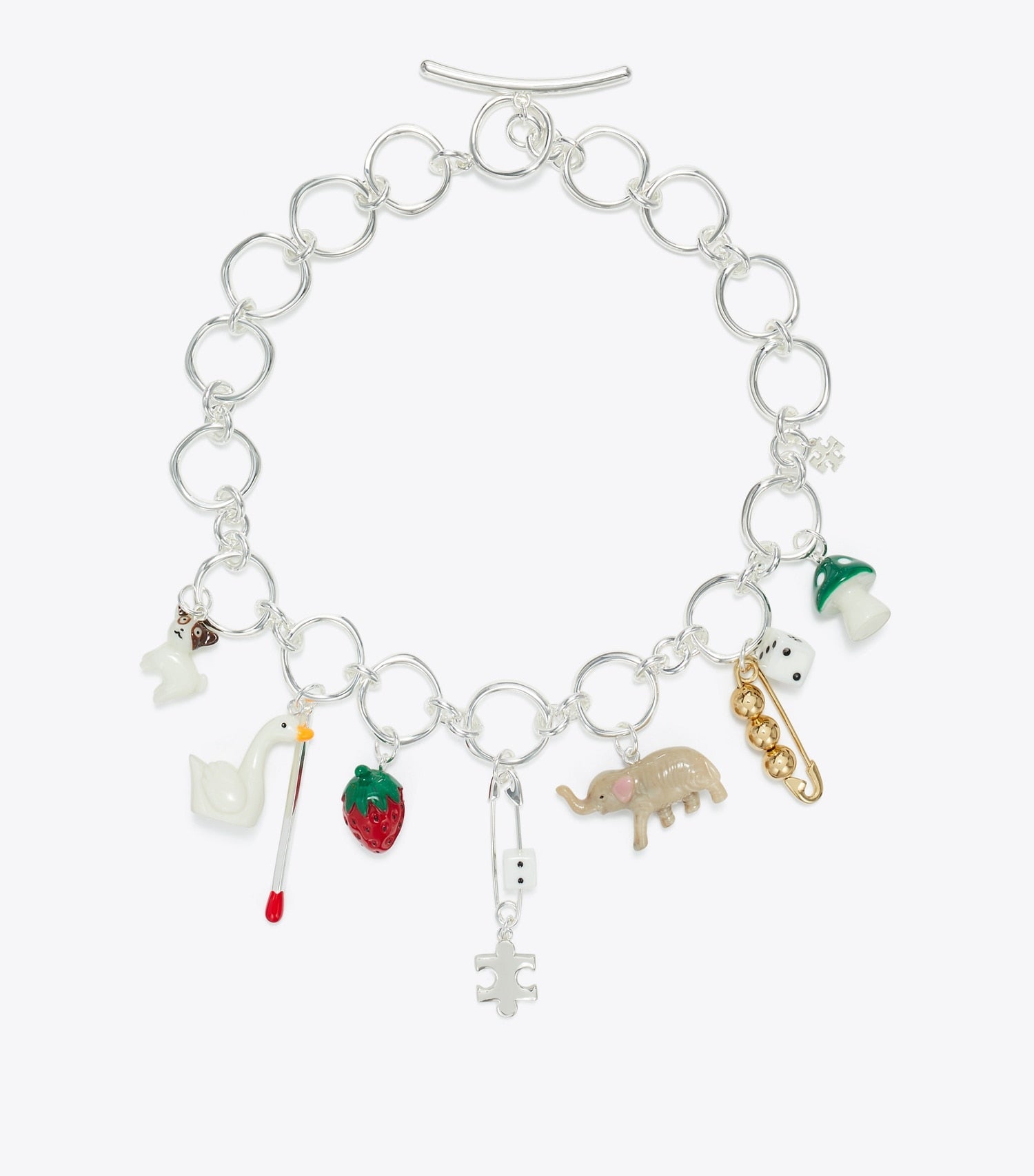 Tory Burch Curiosity Charm Necklace - Light Silver / Multi