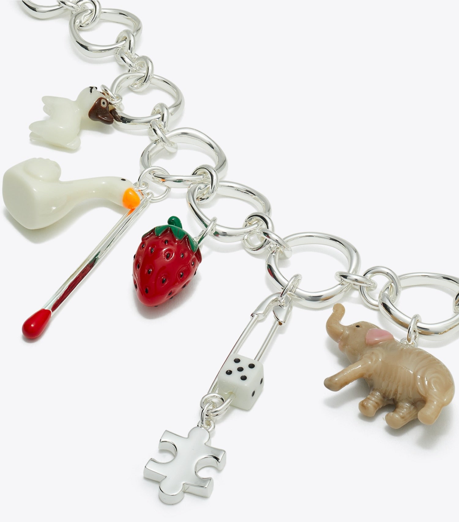 Tory Burch Curiosity Charm Necklace - Light Silver / Multi
