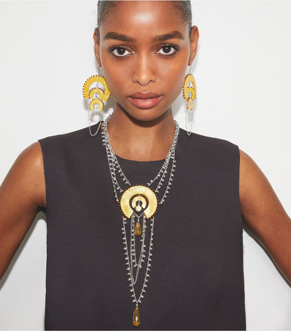 Tory Burch Curiosity Chandelier Earrings - Antique Light Silver / Yellow