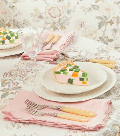 Tory Burch Scalloped Dinner Linen Napkin, Set of 6 - Petal Pink