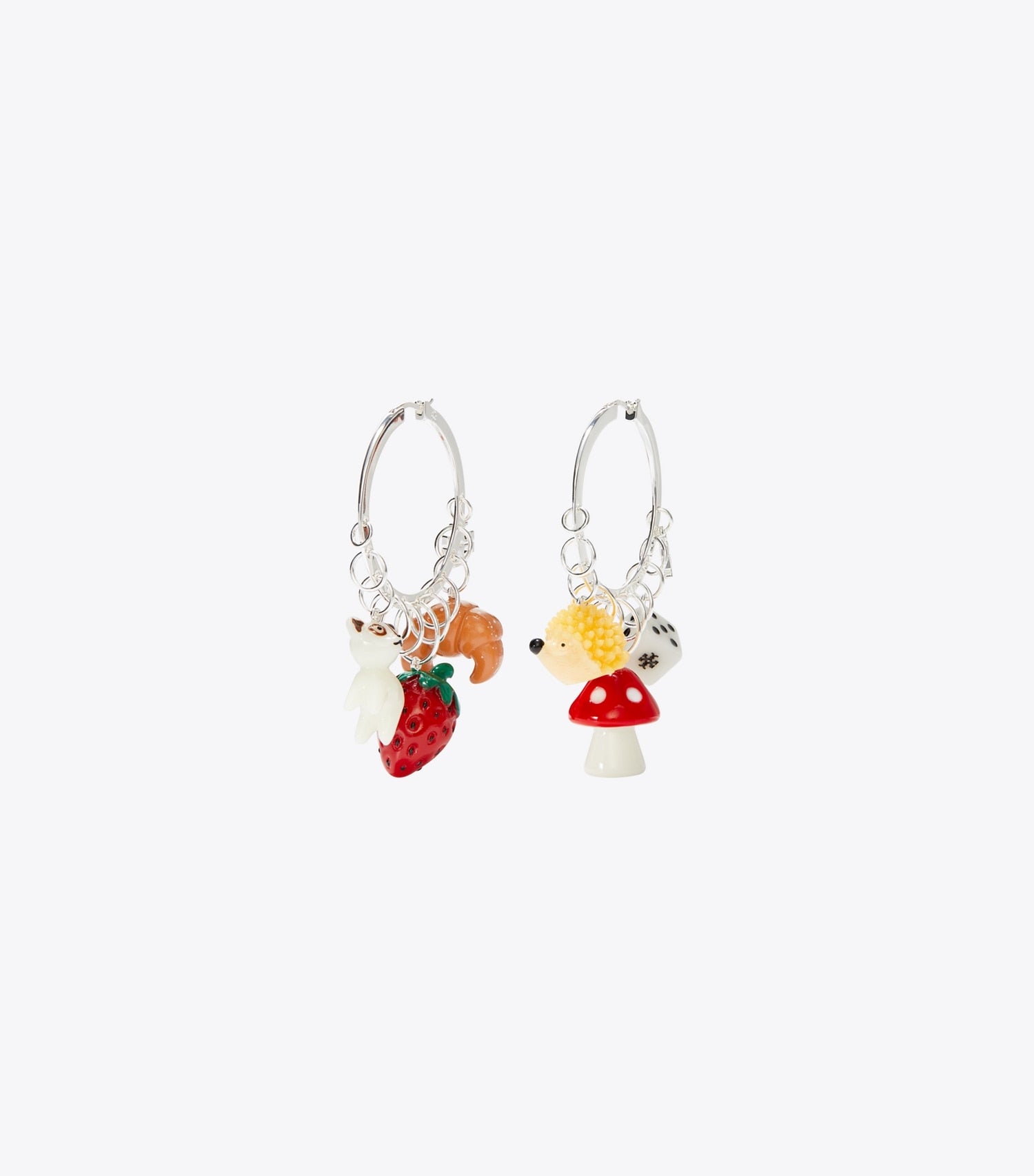 Tory Burch Curiosity Charm Hoop Earrings - Light Silver / Multi