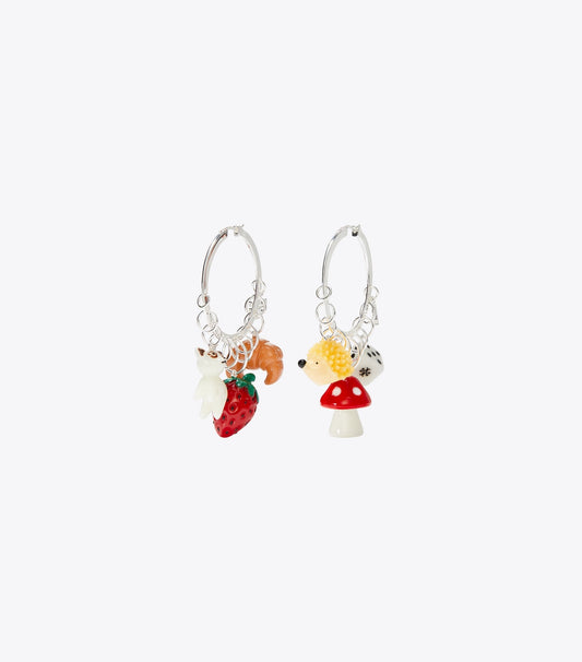 Tory Burch Curiosity Charm Hoop Earrings - Light Silver / Multi