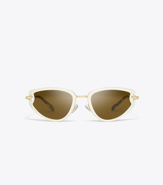 Tory Burch Pierced Cat-Eye Sunglasses - Ivory/Ochre