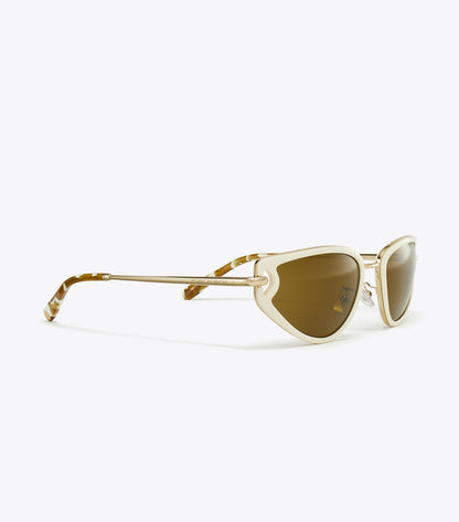 Tory Burch Pierced Cat-Eye Sunglasses - Ivory/Ochre