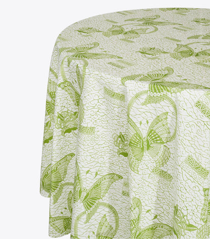 Tory Burch Butterfly Batik Round Tablecloth, 108\ - Green