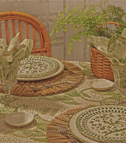 Tory Burch Butterfly Batik Round Tablecloth, 108\ - Green
