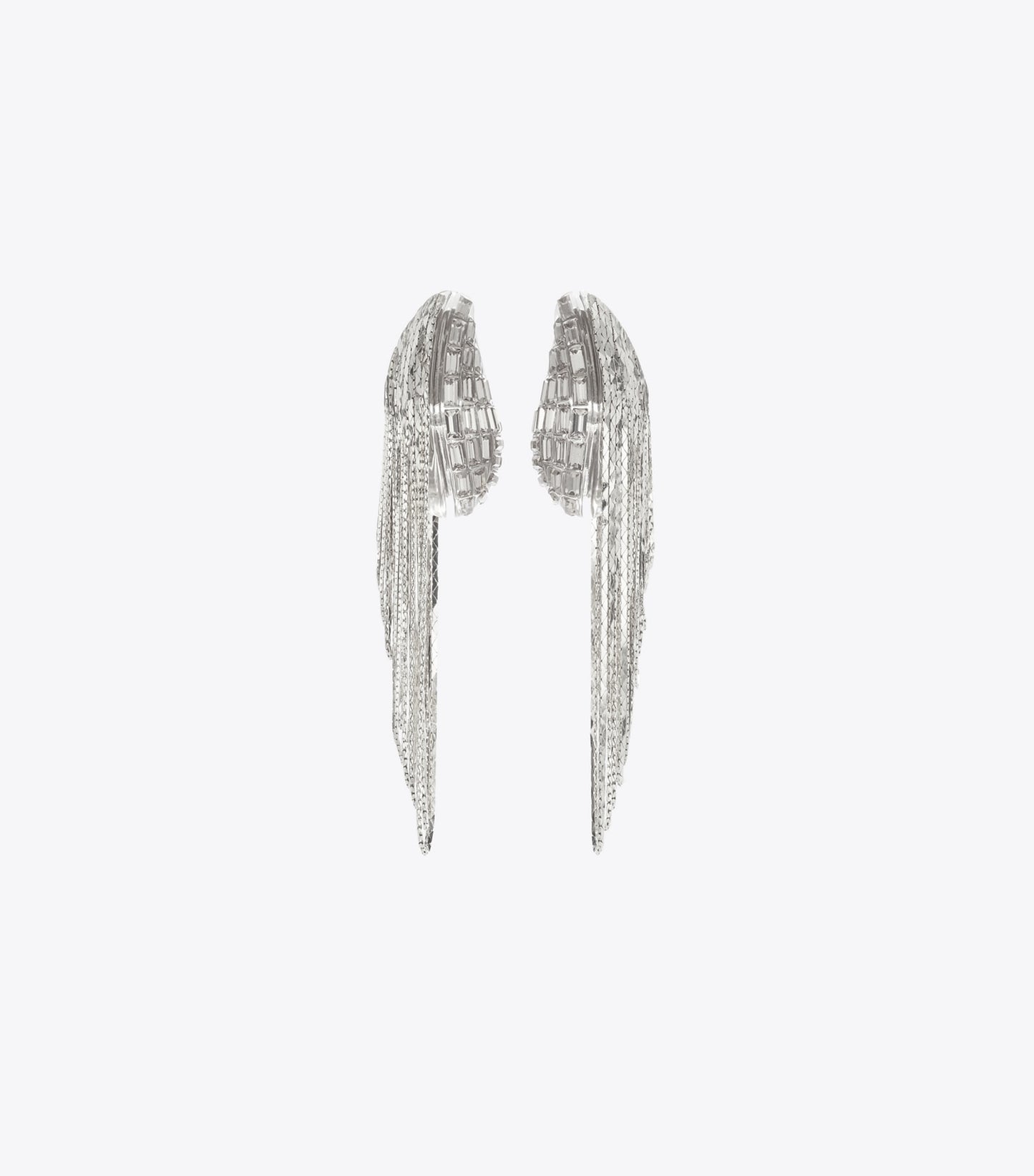 Tory Burch Runway Chain Earrings - Light Silver / Crystal