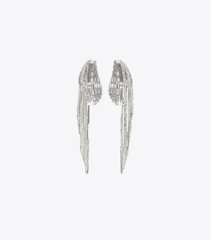 Tory Burch Runway Chain Earrings - Light Silver / Crystal