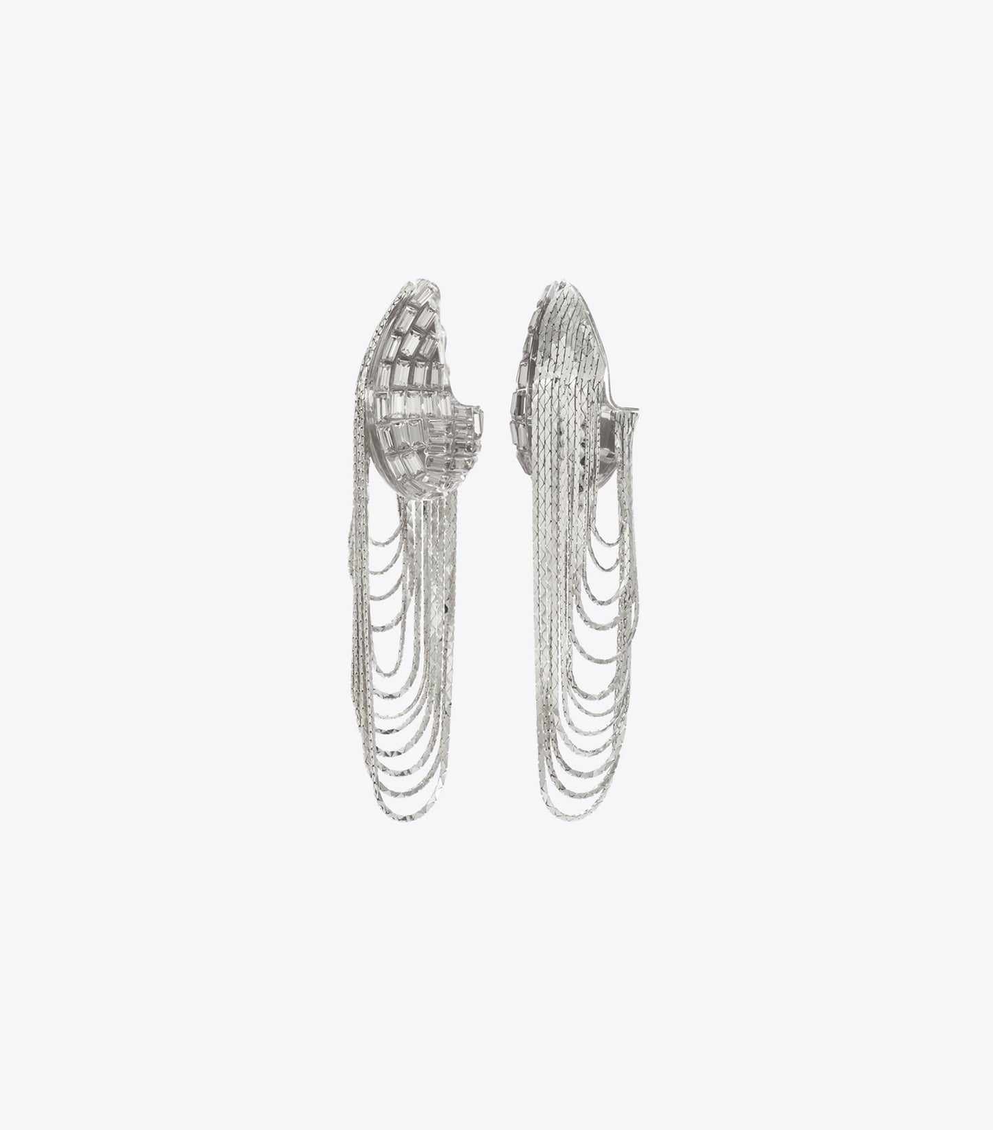 Tory Burch Runway Chain Earrings - Light Silver / Crystal