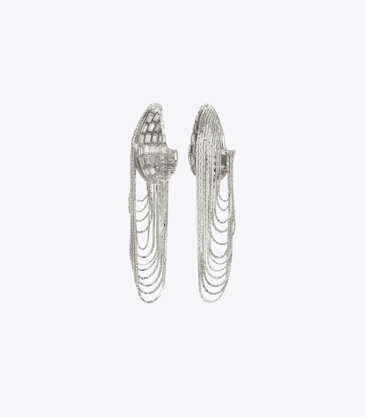 Tory Burch Runway Chain Earrings - Light Silver / Crystal
