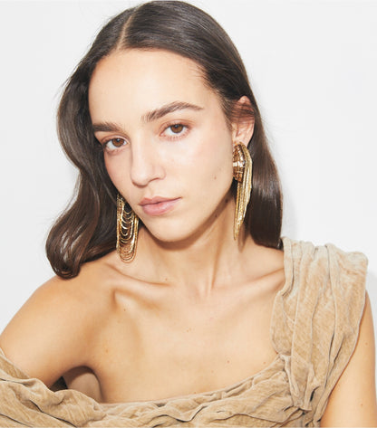 Tory Burch Runway Chain Earrings - Light Silver / Crystal