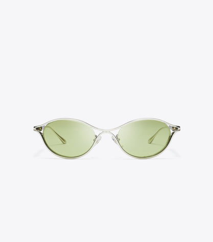 Tory Burch Deco Runway Sunglasses - Silver/Green