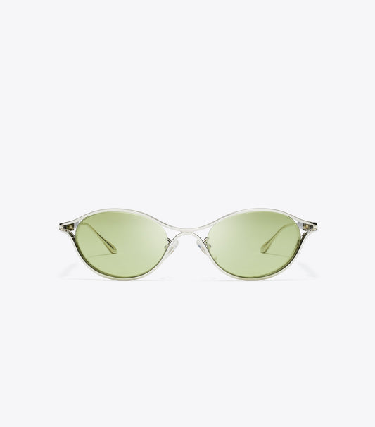 Tory Burch Deco Runway Sunglasses - Silver/Green