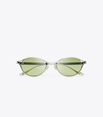 Tory Burch Deco Runway Sunglasses - Silver/Green