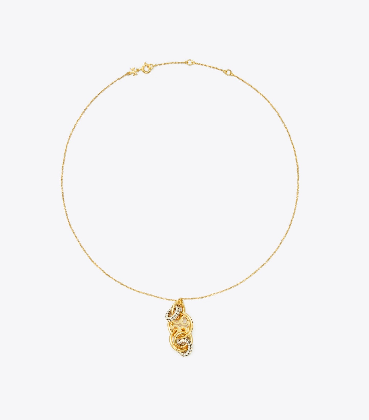 Tory Burch Miller Pavé Interlocking Pendant - Tory Gold / Crystal