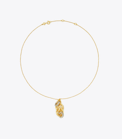 Tory Burch Miller Pavé Interlocking Pendant - Tory Gold / Crystal