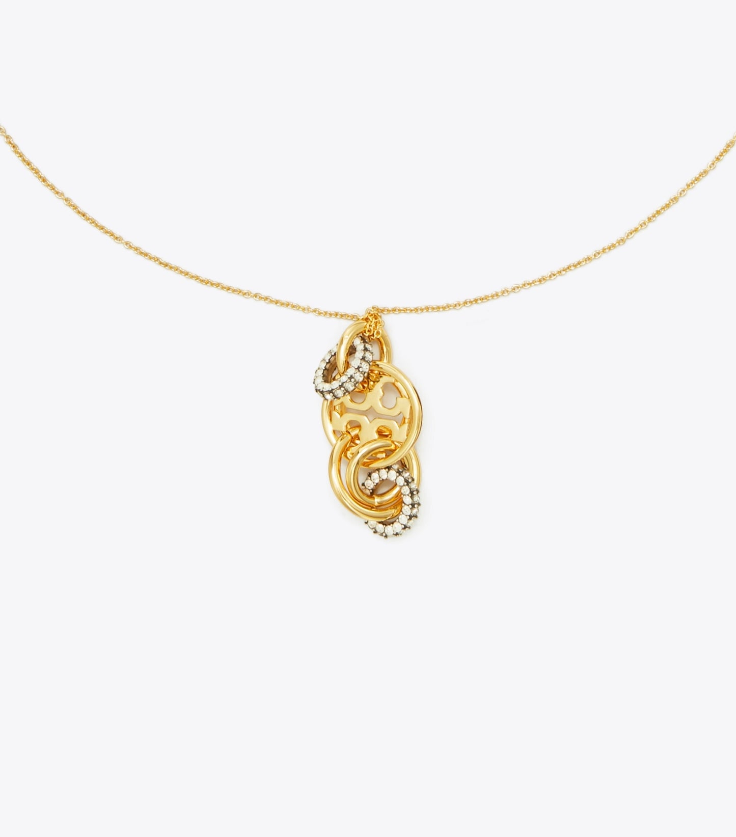 Tory Burch Miller Pavé Interlocking Pendant - Tory Gold / Crystal