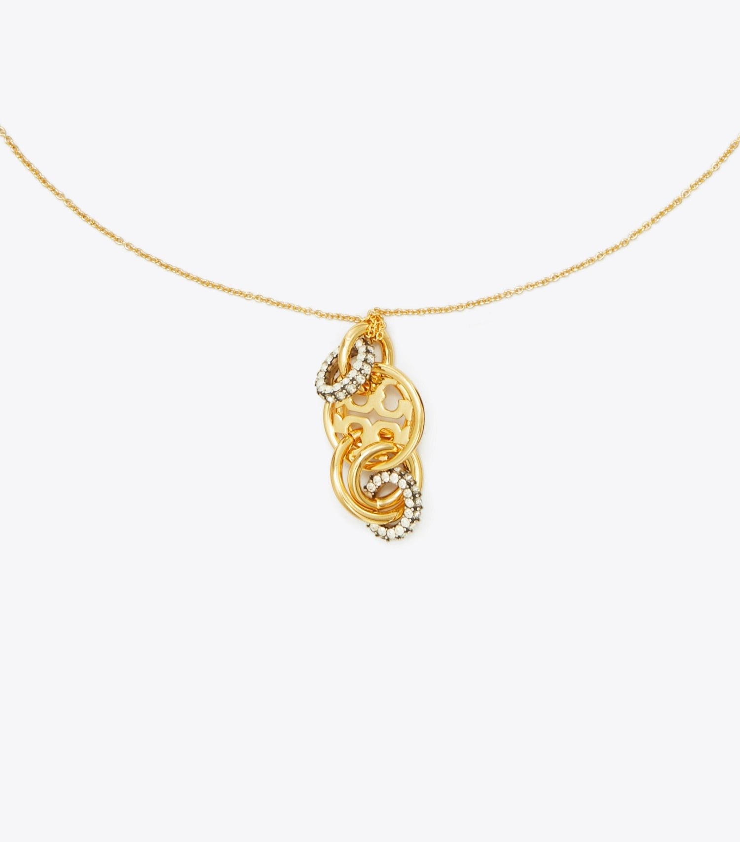 Tory Burch Miller Pavé Interlocking Pendant - Tory Gold / Crystal