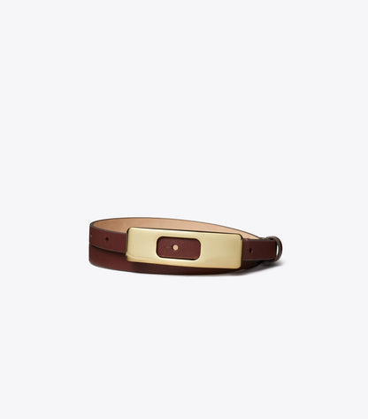 Tory Burch Buckle Belt - Dark Cabernet / Gold