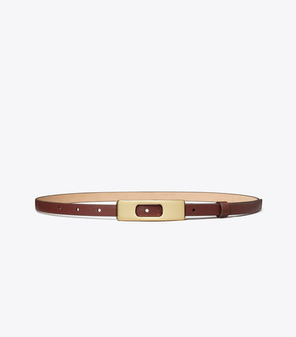 Tory Burch Buckle Belt - Dark Cabernet / Gold
