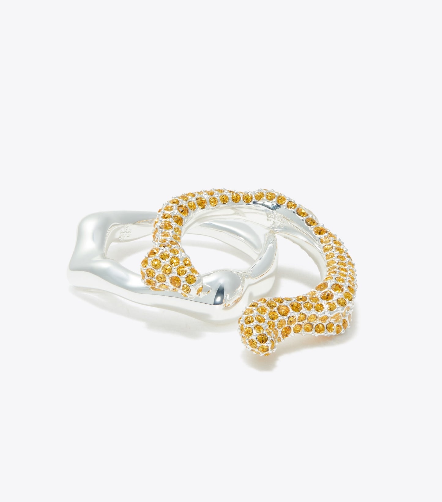 Tory Burch Curiosity Coral Ring Set - Light Silver / Light Amber