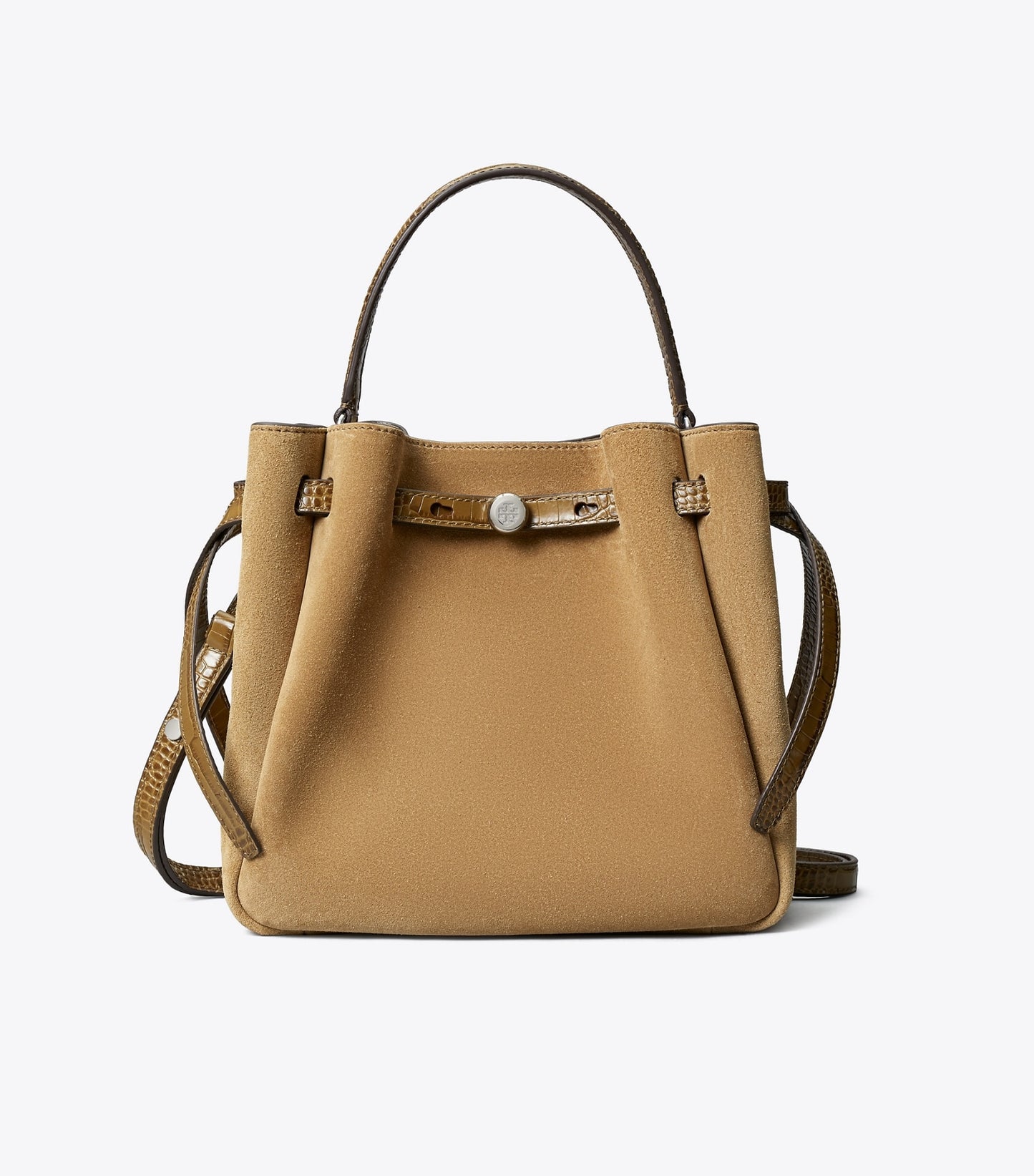 Tory Burch Romy Suede Bucket Bag - Stone